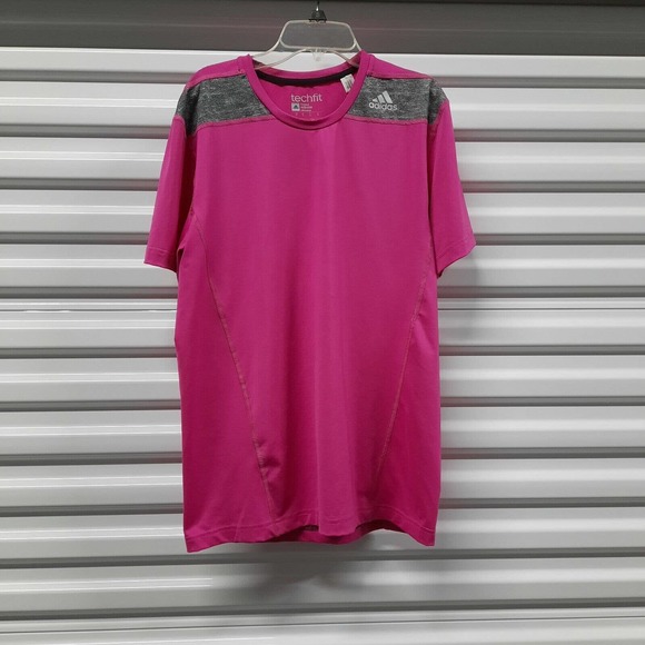 Adidas Tech Fit Climalite Athletic Top Womens Medium Pink Activewear - Picture 1 of 7